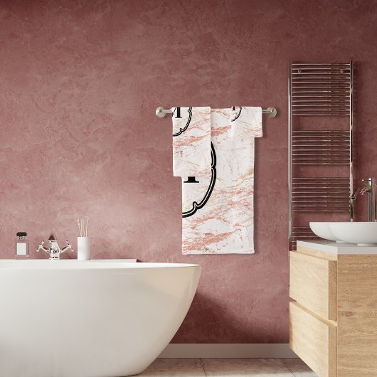 バラ金ゴールドマーブルモノグラム バスタオルセット