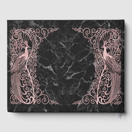 バラ金ゴールドマーブルーアールデコピークス結婚ズ ゲストブック (裏面)