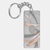 バラ金ゴールドマーブル抽象芸術アートモノグラム キーホルダー (正面左)