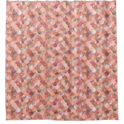 バラ金ゴールドマーメイドはかりで測グリッターバスルーム シャワーカーテン (正面)