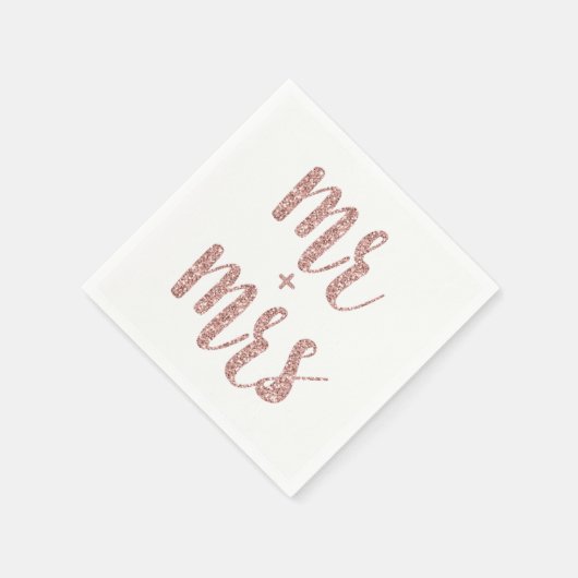 バラ金ゴールドミスター&ミセス・カクテルナプキンス,グリッター スタンダードカクテルナプキン (角)