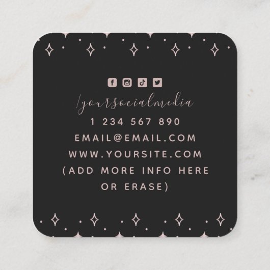 バラ金ゴールドミスティックムーン&スタースパークスモダンウィッチ スクエア名刺 (裏面)