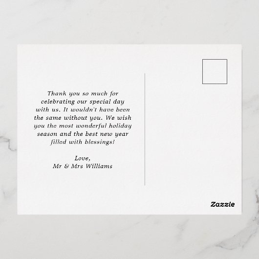 バラ金ゴールドミストレメリートウク結婚したリスマス 箔シーズンポストカード (裏面)