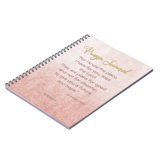 バラ金ゴールドミスト金ゴールドレタリングパーソナライズされた祈りの言葉 ノートブック (左側)