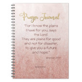 バラ金ゴールドミスト金ゴールドレタリングパーソナライズされた祈りの言葉 ノートブック (正面)