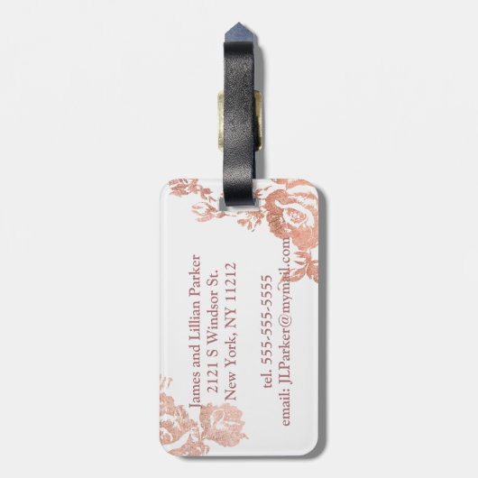 バラ金ゴールドミセス・シンプルフローラ結婚ズ ラゲッジタグ (裏面縦)