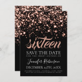 バラ金ゴールドミッドナイトグラムスウィート16バースデーパーティー セーブザデート (正面/裏面)