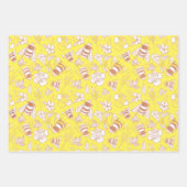 バラ金ゴールドミツバチと花 ラッピングペーパーシート (正面)