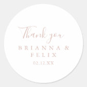 バラ金ゴールドミニマリストサンキュー結婚式の引き出物 ラウンドシール (正面)