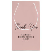 バラ金ゴールドミニマリストブライダルシャワーありがとう スモールペーパーバッグ (裏面)