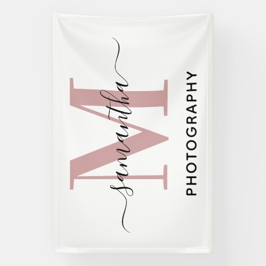 バラ金ゴールドミニマリストモノグラムMロゴ 横断幕 (縦)