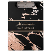 バラ金ゴールドミニマリストラグジュアリーピンクマーブルパターン クリップボード (正面)