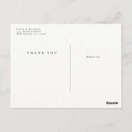 バラ金ゴールドミニマルタイポグラフィサンキューカード ポストカード (裏面)