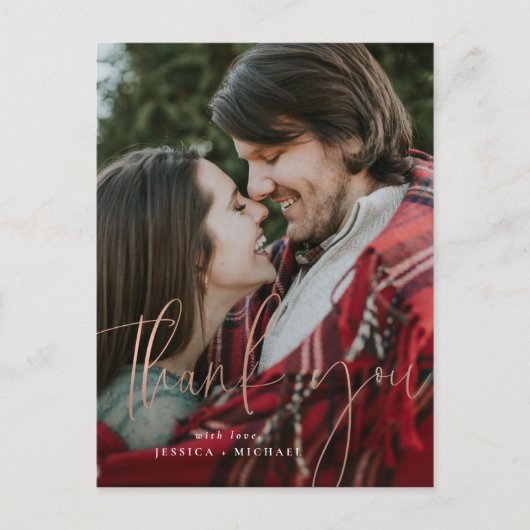 バラ金ゴールドミニマルタイポグラフィサンキューカード ポストカード (正面)