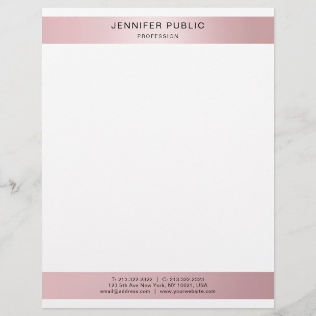 バラ金ゴールドミニマルモダントレンディーテンプレート レターヘッド (正面)