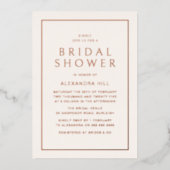 バラ金ゴールドミニマルモダンブライダルシャワー 箔招待状 (正面)