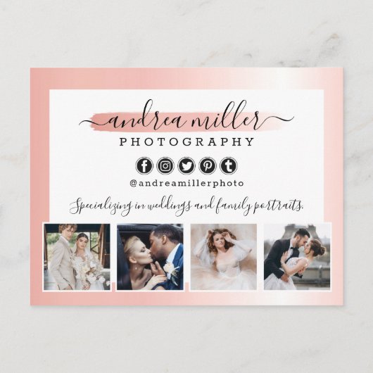 バラ金ゴールドミニマル写真家マーケティング写真 ポストカード (裏面)