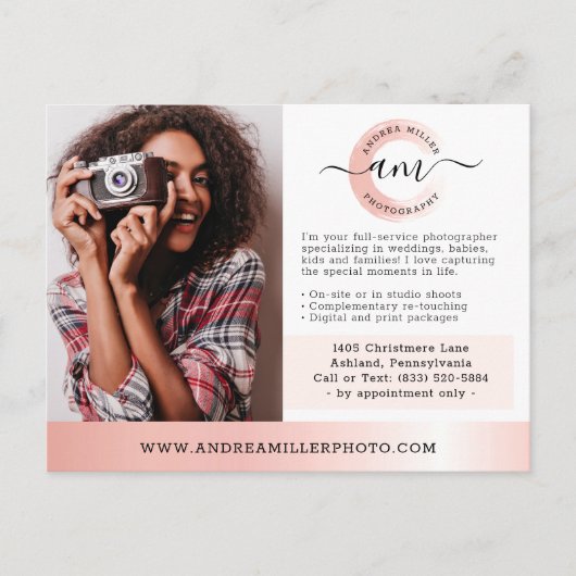 バラ金ゴールドミニマル写真家マーケティング写真 ポストカード (正面)