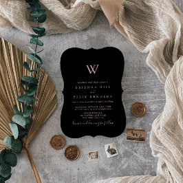 バラ金ゴールドミニマル結婚リストモノグラム 招待状