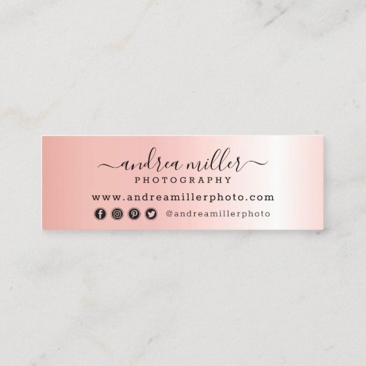 バラ金ゴールドミニマル絵を描スのスワッシュカスタムロゴの写真 スキニー名刺 (裏面)