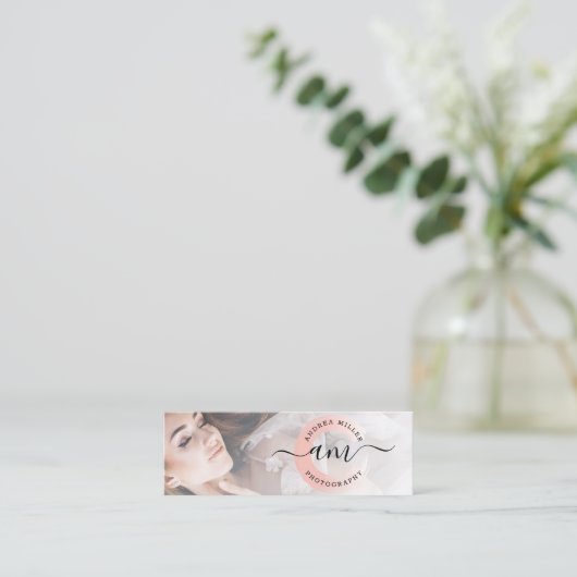 バラ金ゴールドミニマル絵を描スのスワッシュカスタムロゴの写真 スキニー名刺 (スタンド正面)