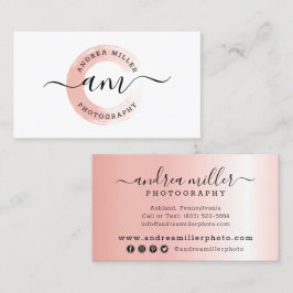 バラ金ゴールドミニマル絵を描スのスワッシュロゴのソーシャルメディア 名刺