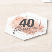 バラ金ゴールドミニマル40s誕生日六角形 ペーパーコースター (アングル)