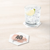 バラ金ゴールドミニマル40s誕生日六角形 ペーパーコースター (インサイチュ)