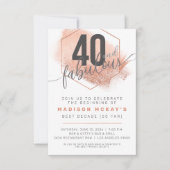 バラ金ゴールドミニマル40th誕生日招待状 案内状 (正面)