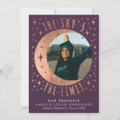 バラ金ゴールドムーン卒業写真アナウンスメントカード 招待状 (正面)