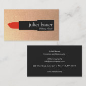 バラ金ゴールドメイクアップアーティストリップスティックロゴ美しい 名刺 (正面/裏面)