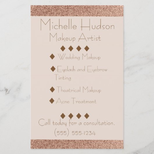 バラ金ゴールドメイクアップアーティスト美しいサロン チラシ (正面)