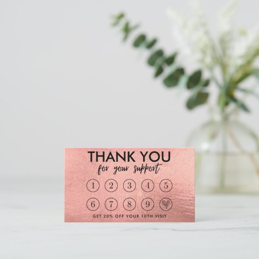 バラ金ゴールドメイクアップヘアロゴロイヤリティカード 名刺 (スタンド正面)