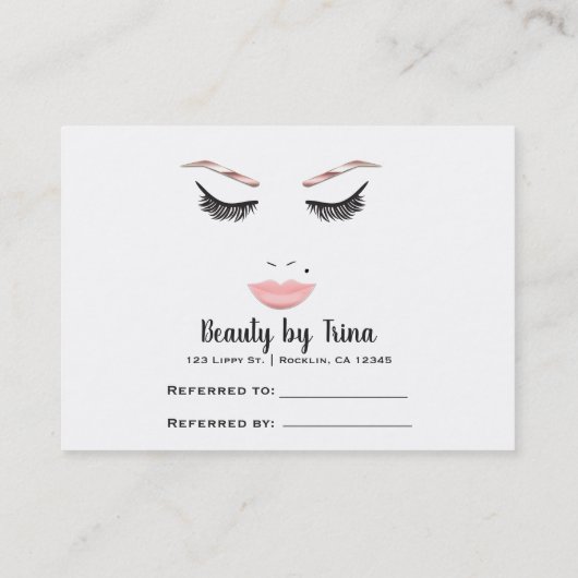 バラ金ゴールドメイクアップ顔ラッシュリップ紹介サロン 名刺 (裏面)