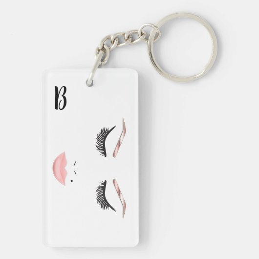 バラ金ゴールドメイクアップ顔眉毛リップズグラム美しい キーホルダー (裏面)