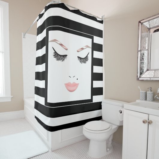 バラ金ゴールドメイクアップ顔眉毛リップズグラム美しい シャワーカーテン (インサイチュ)