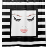 バラ金ゴールドメイクアップ顔眉毛リップズグラム美しい シャワーカーテン (正面)