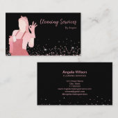 バラ金ゴールドメイド清掃サービスきらめくグリッター 名刺 (正面/裏面)