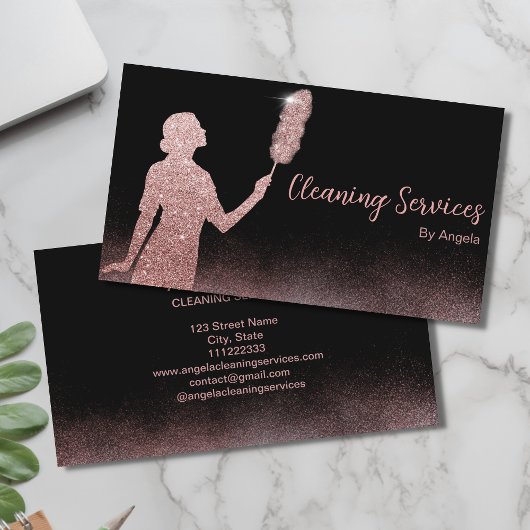 バラ金ゴールドメイド清掃サービスきらめくグリッター 名刺