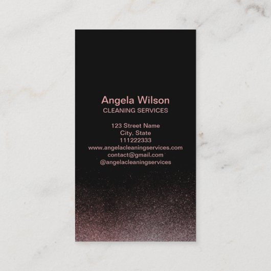 バラ金ゴールドメイド清掃サービス垂直グリッター 名刺 (裏面)