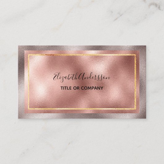 バラ金ゴールドメタリックエレガントビジネスソーシャルメディア 名刺 (正面)