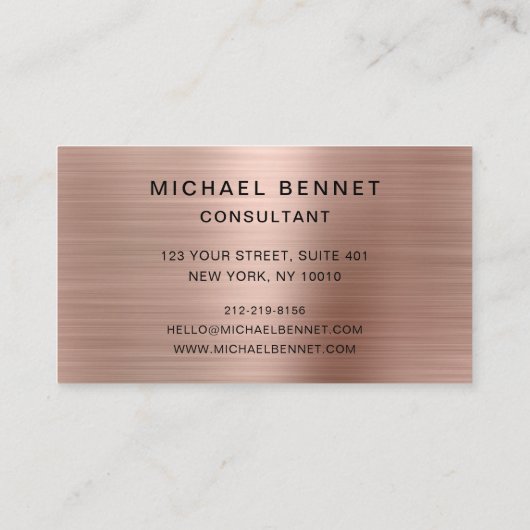 バラ金ゴールドメタリックグレーホワイトマーブルコンサルタント 名刺 (裏面)