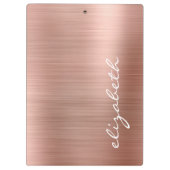 バラ金ゴールドメタリックパーソナライズされたシグネチャースクリプト クリップボード (裏面)