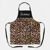 バラ金ゴールドメタリックヒョウ斑点ファーモノグラム エプロン (正面)
