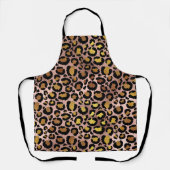 バラ金ゴールドメタリックヒョウ斑点ファー エプロン (正面)