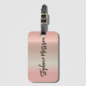 バラ金ゴールドメタリックミニマリストシックトレンディースクリプト ラゲッジタグ (正面縦)