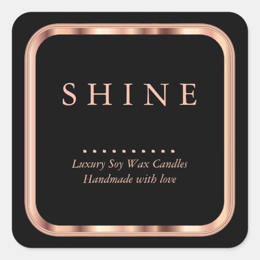 バラ金ゴールドメタリックラベルとブラックスクエアラベル スクエアシール (正面)