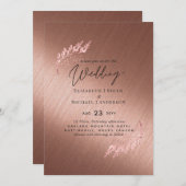 バラ金ゴールドメタリックルックバジェット結婚式の招待 (正面/裏面)