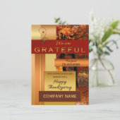 バラ金ゴールドメタリック企業の感謝祭カード シーズンカード (スタンド正面)