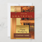バラ金ゴールドメタリック企業の感謝祭カード シーズンカード (正面)